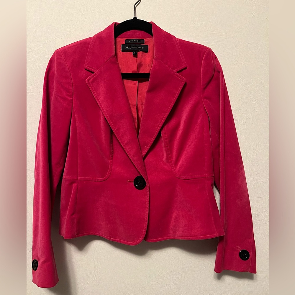 Anne Klein Fuchsia Velvet Blazer
